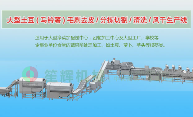 建湖连续式土豆去皮清洗切割风干生产线